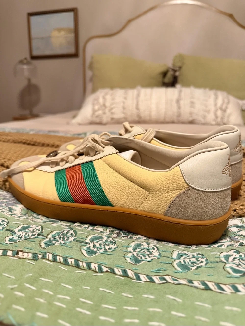 Gucci Web G 74 GG Sneakers Bees Yellow Leather